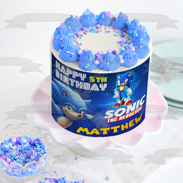 Sega Sonic the Hedgehog Gaming Movie TV Imagen de decoración comestible personalizable para tarta ABPID52997 