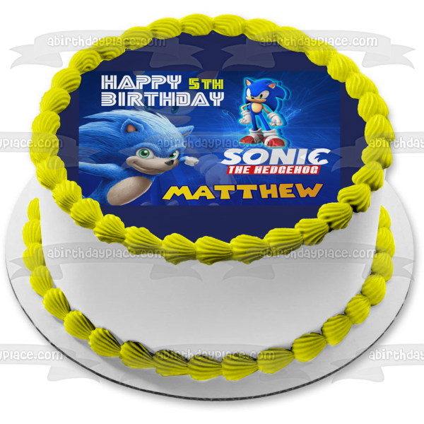 Sega Sonic the Hedgehog Gaming Movie TV Imagen de decoración comestible personalizable para tarta ABPID52997 