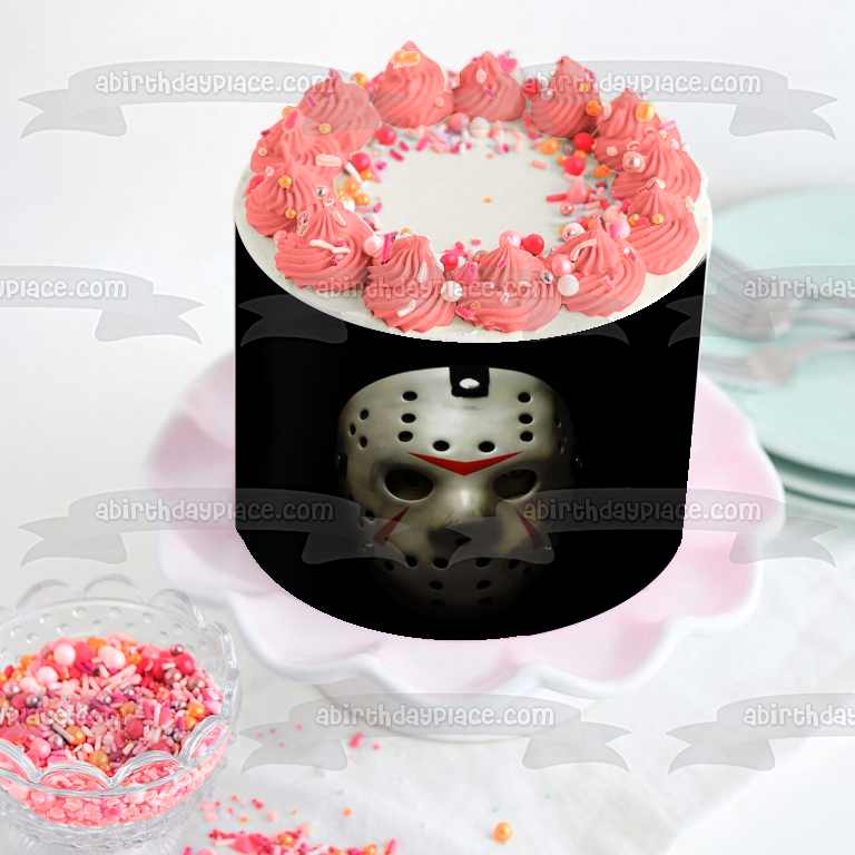 Viernes 13 Máscara de hockey Jason Voorhees Scary Halloween Película de terror Imagen comestible para decoración de tarta ABPID52753 