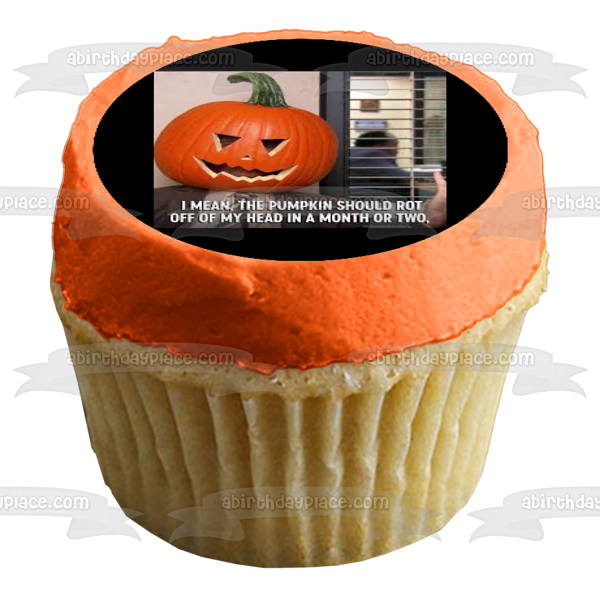 The Office Happy Halloween Meme Dwight Cabeza de calabaza Imagen comestible para decoración de tarta ABPID52763 