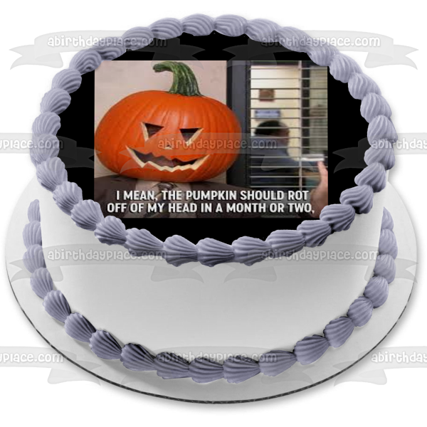 The Office Happy Halloween Meme Dwight Cabeza de calabaza Imagen comestible para decoración de tarta ABPID52763 