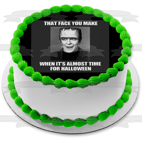 Frankenstein Feliz Halloween Meme Frankenstein Sonriendo Imagen comestible para decoración de tarta ABPID52765 