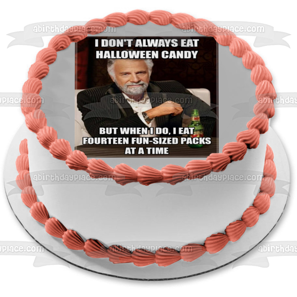 Meme de Halloween Jonathan Goldsmith, el hombre más interesante del mundo "No siempre como dulces de Halloween..." Imagen de adorno comestible para pastel ABPID52767 