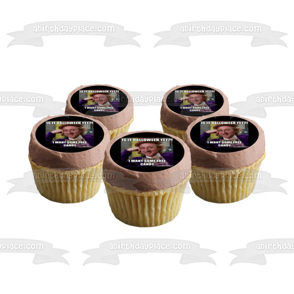 Willy Wonka y la fábrica de chocolate Meme de Halloween Willy Wonka Adorno comestible para tarta Imagen ABPID52768 