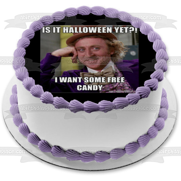 Willy Wonka y la fábrica de chocolate Meme de Halloween Willy Wonka Adorno comestible para tarta Imagen ABPID52768 