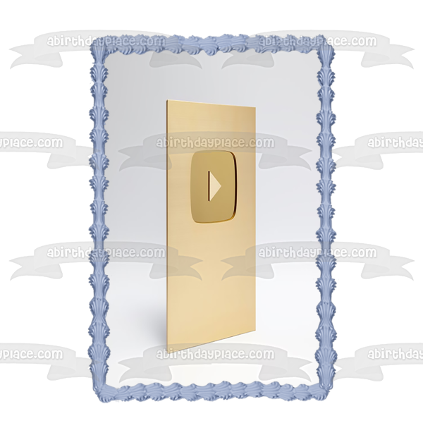 Youtube Golden Play Button Award Edible Cake Topper Image ABPID53022