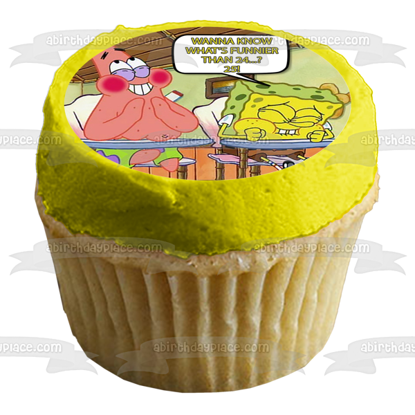 Bob Esponja Meme Patrick ¿Qué es más divertido que 24...? 25!!! Imagen comestible para decoración de tarta ABPID52793 