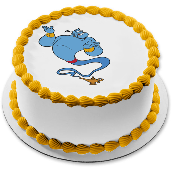 Imagen comestible para decoración de tarta comestible animada del genio de la lámpara Aladdin Robin Williams de Disney ABPID52797 