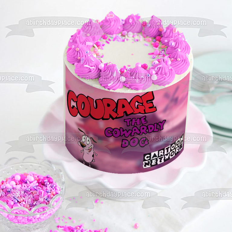 Imagen comestible para decoración de tarta con el logotipo de Courage the Cowardly Dog Cartoon Network ABPID52804 