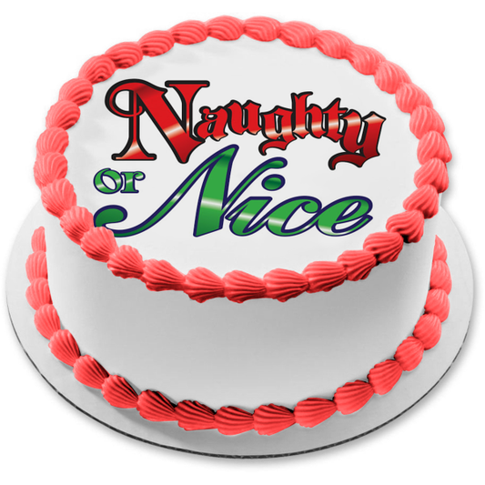 Naughty or Nice Merry Christmas Edible Cake Topper Image ABPID53049