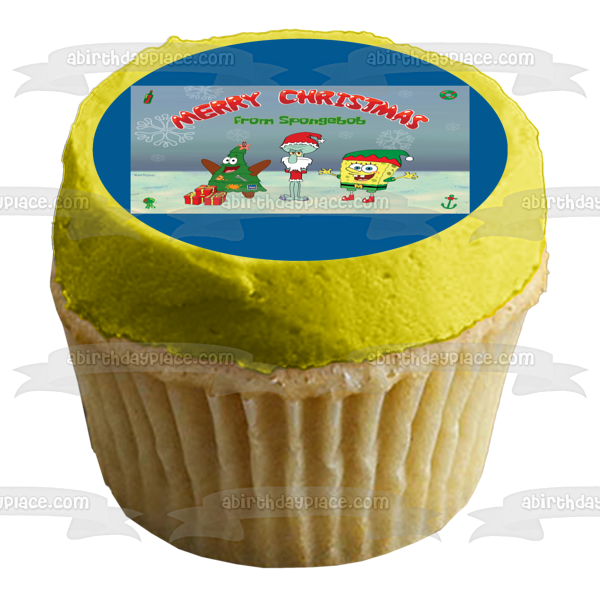 SpongeBob SquarePants Merry Christmas Patrick Squidword Christmas Costumes Edible Cake Topper Image ABPID53114