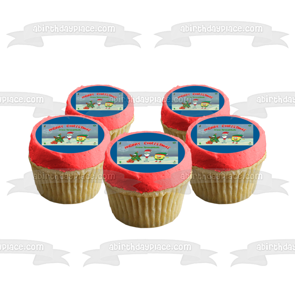 SpongeBob SquarePants Merry Christmas Patrick Squidword Christmas Costumes Edible Cake Topper Image ABPID53114