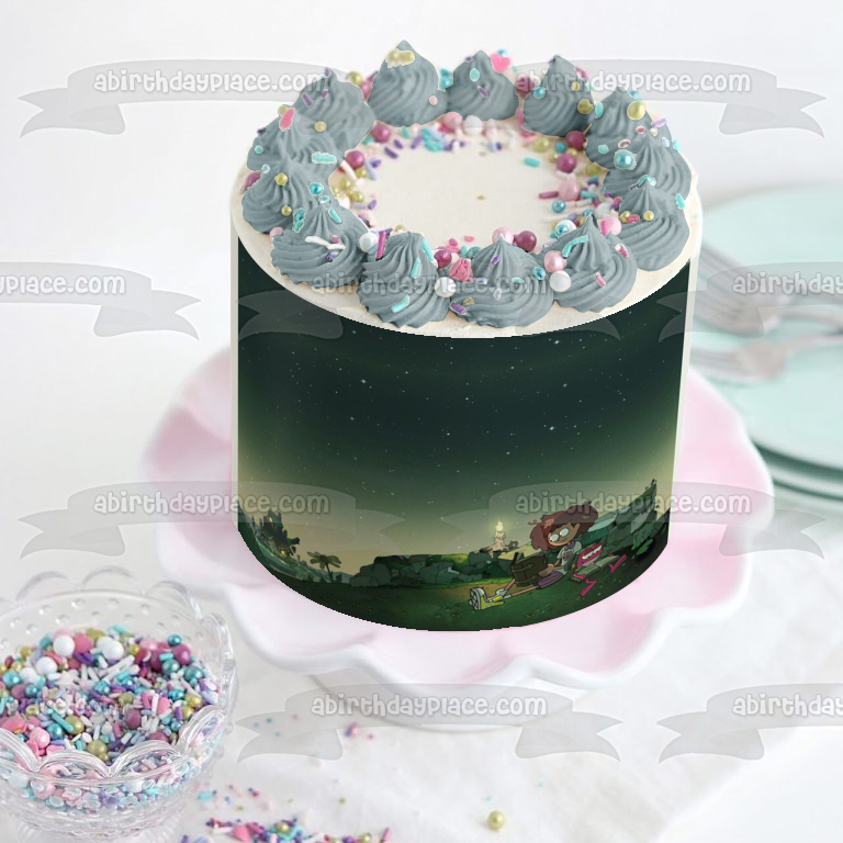 Amphibia Anne Boonchuy Spring Plantar Reaidng by Stars at Night Edible Cake Topper Image ABPID56428