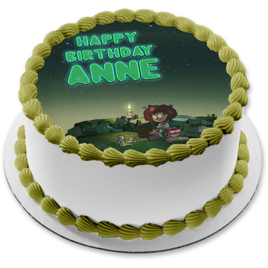 Amphibia Anne Boonchuy Spring Plantar Reaidng by Stars at Night Edible Cake Topper Image ABPID56428