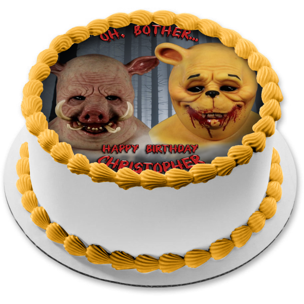 Oh Bother Winnie the Pooh: Blood and Honey Pooh and Piglet Edible Cake Topper Image ABPID56448