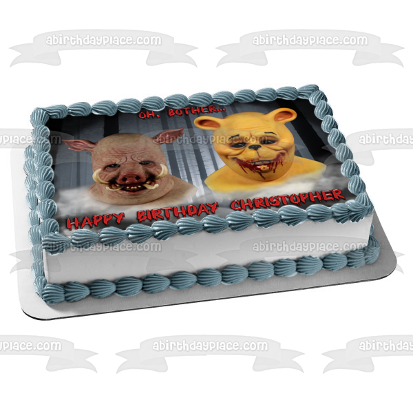 Oh, molesta Winnie the Pooh: adorno comestible para pastel de Pooh y Piglet con sangre y miel Imagen ABPID56448 