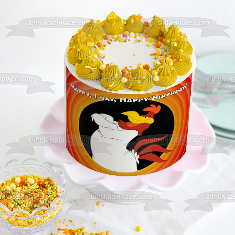 Customizable Foghorn Leghorn Looney Tunes Merrie Melodies Cartoon Animation Happy Birthday Edible Cake Topper Image ABPID53194