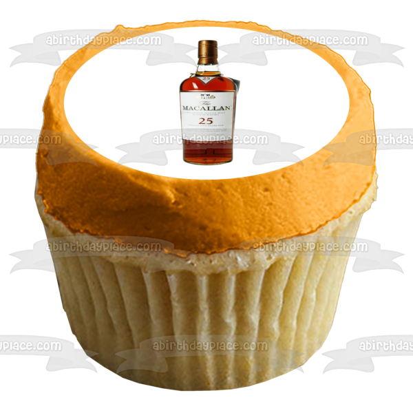 Macallan 25 Scotch Whisky Bottle Edible Cake Topper Image ABPID53337