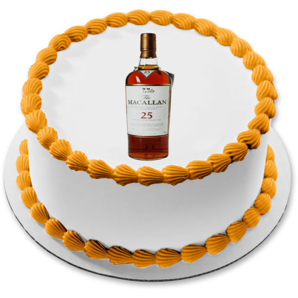 Macallan 25 Scotch Whisky Bottle Edible Cake Topper Image ABPID53337