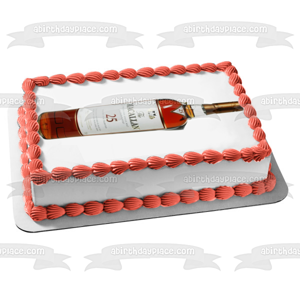 Macallan 25 Scotch Whisky Bottle Edible Cake Topper Image ABPID53337