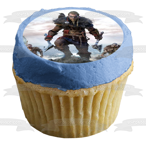 Assassins Creed Valhalla Norse Viking Videojuego Decoración comestible para tarta Imagen ABPID53222 