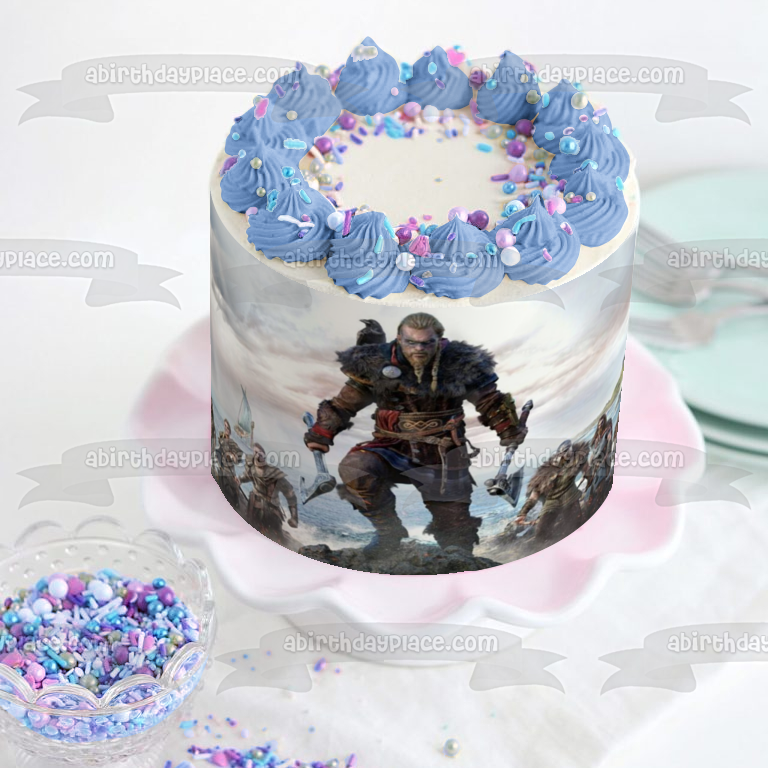 Assassins Creed Valhalla Norse Viking Videojuego Decoración comestible para tarta Imagen ABPID53222 