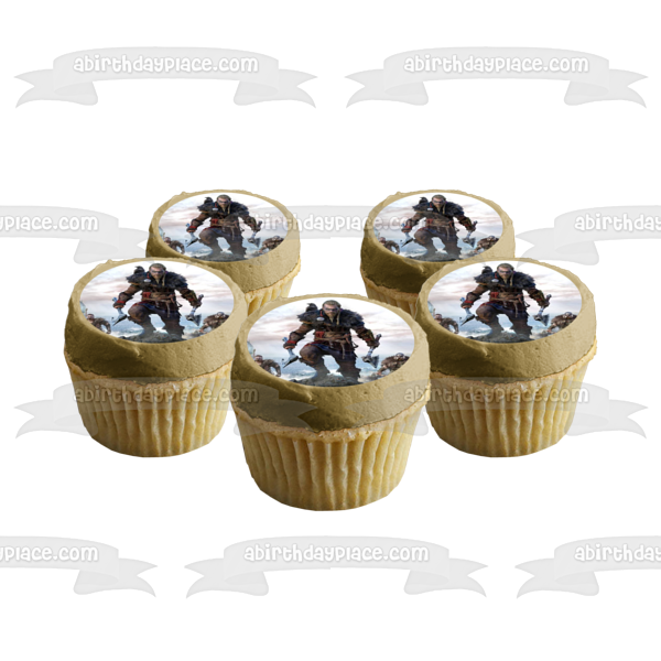 Assassins Creed Valhalla Norse Viking Videojuego Decoración comestible para tarta Imagen ABPID53222 