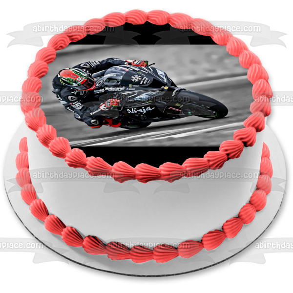 Kawasaki Ninja Black Motorcycle Racing Edible Cake Topper Image ABPID53229