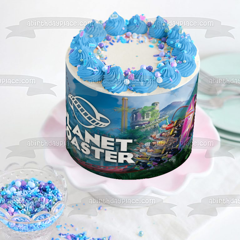 Planet Coaster Roller Coaster Building Theme Park Game Edible Cake Topper Image ABPID53361