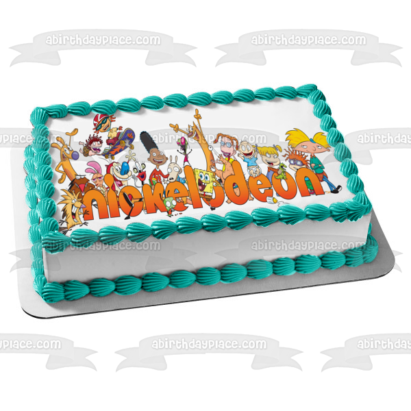 Logotipo de Nickelodeon Personajes de dibujos animados clásicos de los 90 Hey Arnold Tommy Angelica Gerald CatDog Imagen comestible para tarta ABPID53239 