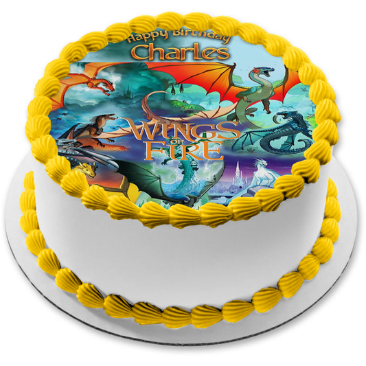 Póster de alas de dragones de fuego, decoración comestible para tarta, imagen ABPID56460 