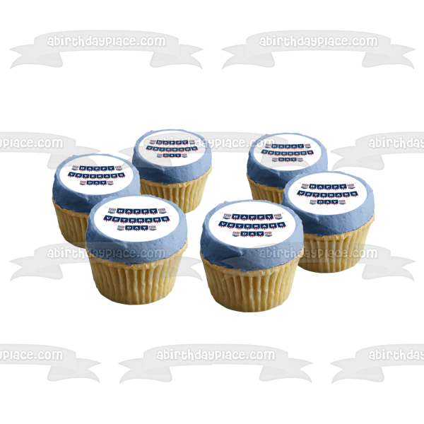 Happy Veterans Day Banner "Land of the Free Because of the Brave" Edible Cake Topper Image ABPID53295