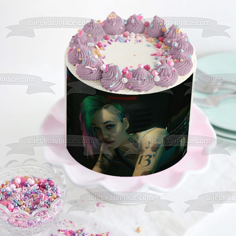 Cyberpunk 2077 V Edible Cake Topper Image ABPID53418