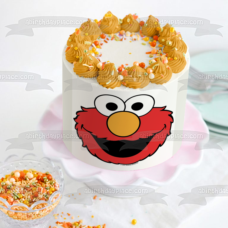 Adorno comestible para tarta con cara de Elmo de Barrio Sésamo, imagen ABPID53712 