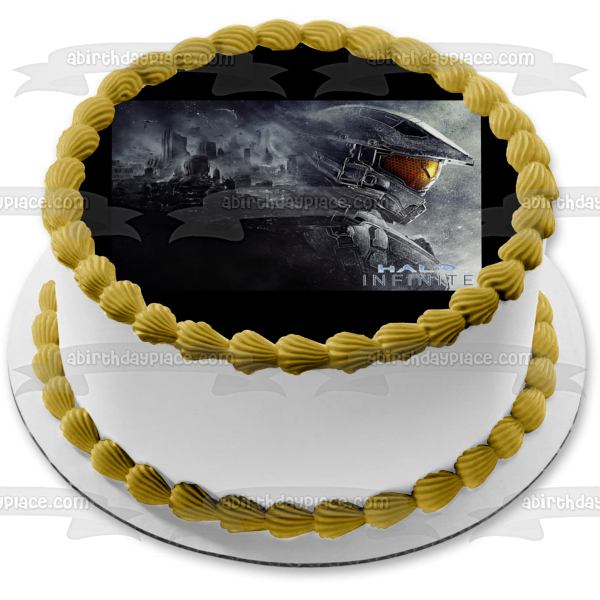 Halo Infinite Open World RPG Master Chief City Scape Juego de disparos personalizable Imagen comestible para decoración de tarta ABPID53716 