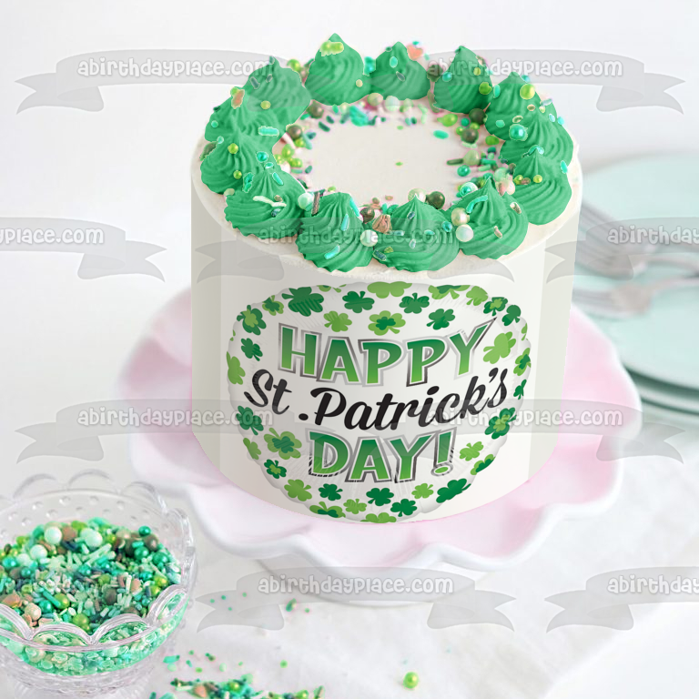 Imagen comestible para tarta con tréboles del día de San Patricio ABPID53725 