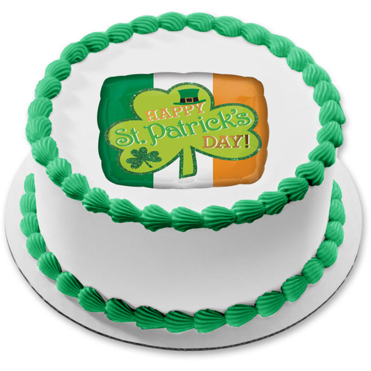 Imagen comestible para tarta con tréboles de bandera irlandesa del día de San Patricio ABPID53727 