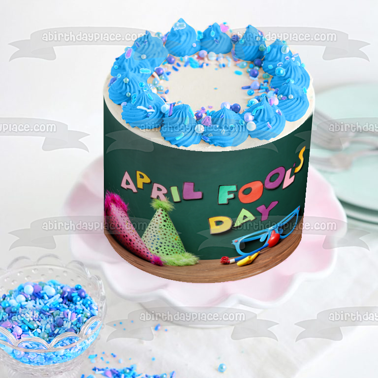 April Fool's Day Party Hats Edible Cake Topper Image ABPID53736