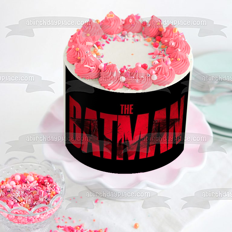 Imagen comestible para decoración de tarta con el logotipo rojo de Batman de Robert Pattison ABPID53786 