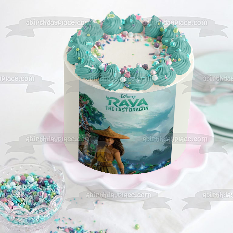 Póster de la película Disney Raya y el último dragón, decoración comestible para tarta, imagen ABPID53523 