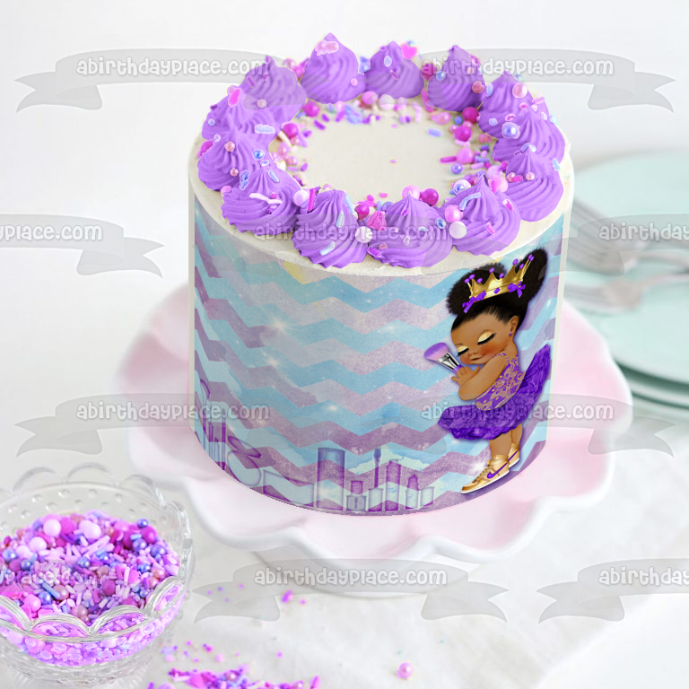 Welcome Little Makeup Princess Baby Shower Edible Cake Topper Image ABPID56499