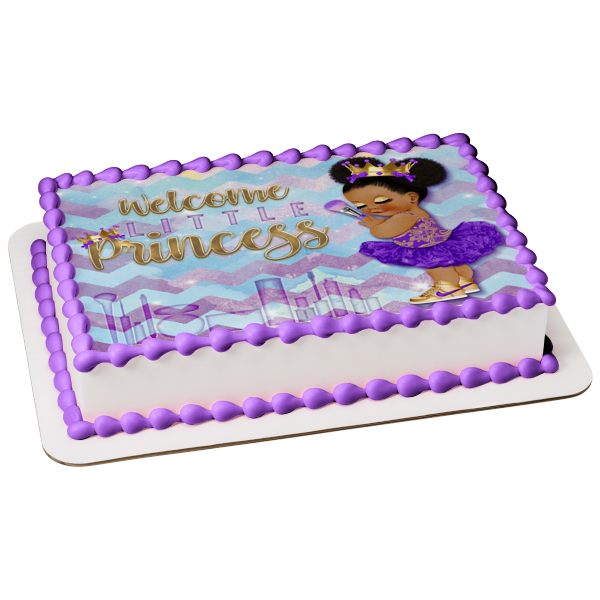 Welcome Little Makeup Princess Baby Shower Edible Cake Topper Image ABPID56499