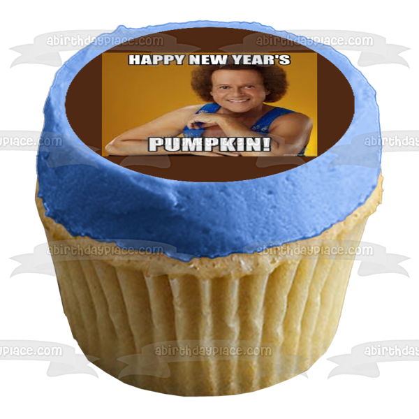 Happy New Year's Pumpkin! Richard Simmons New Year Resolutions Edible Cake Topper Image ABPID53551