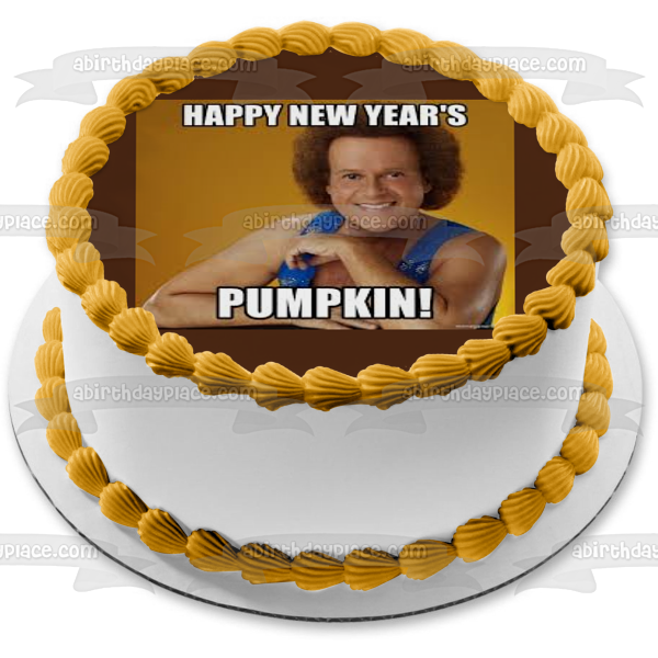 Happy New Year's Pumpkin! Richard Simmons New Year Resolutions Edible Cake Topper Image ABPID53551