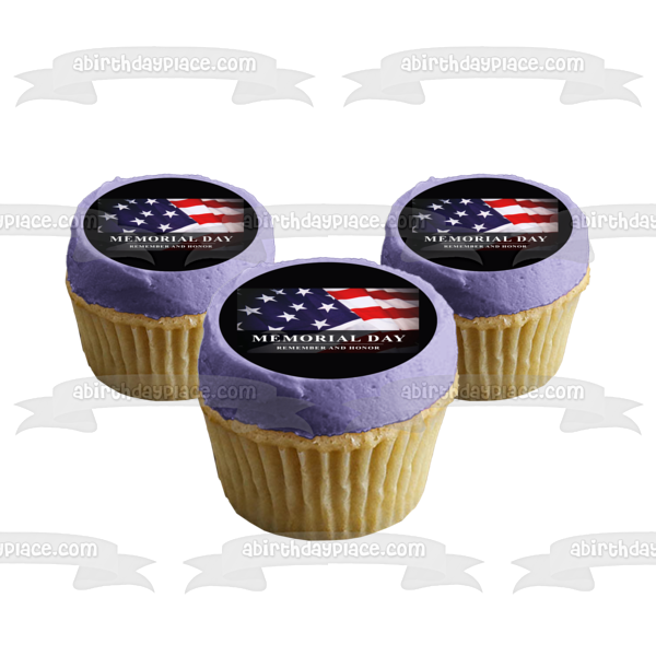 Memorial Day Remember and Honor American Flag Edible Cake Topper Image ABPID53827