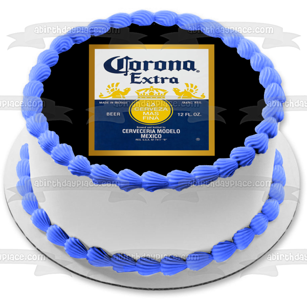 Corona Extra Cerveza México Etiqueta De Alcohol Logo Adorno Comestible Para Pastel Imagen ABPID53560 