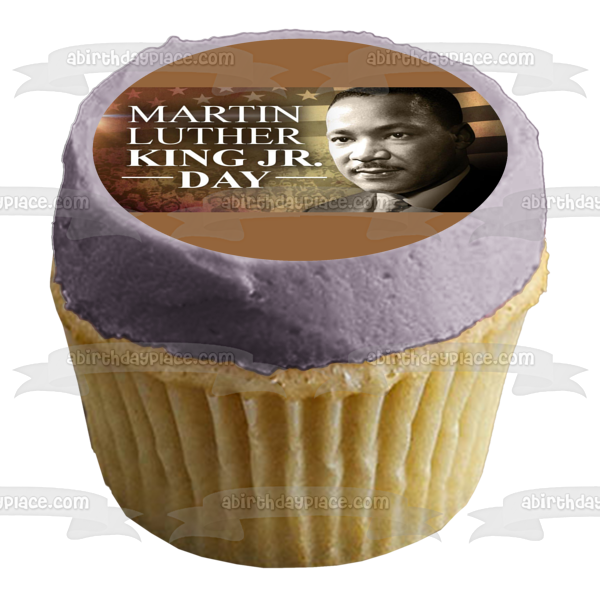 Imagen de decoración comestible para tarta con bandera estadounidense del día de Martin Luther King Jr. ABPID53562 