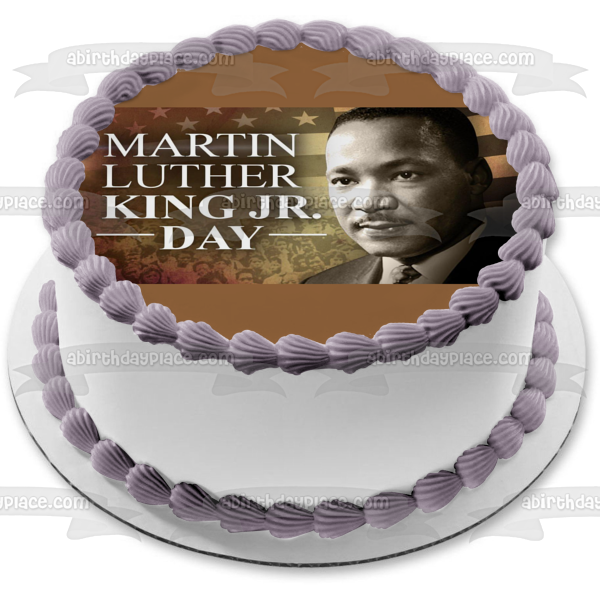 Imagen de decoración comestible para tarta con bandera estadounidense del día de Martin Luther King Jr. ABPID53562 