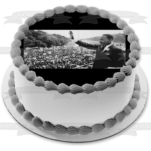 Día de Martin Luther King Jr. Martin Luther King Jr. saludando a la multitud Imagen comestible para decoración de tarta ABPID53564