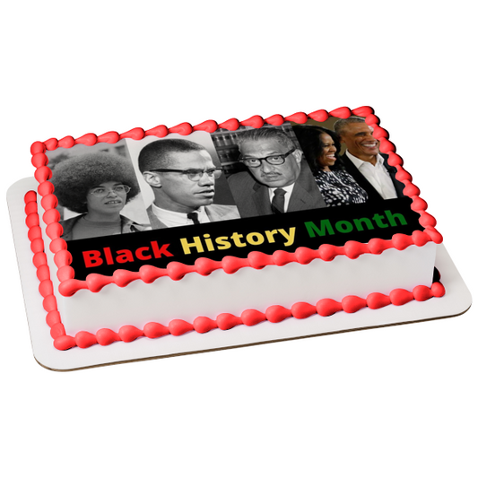 Mes de la Historia Negra Presidente Barak Obama Michelle Obama Malcom X Imagen comestible para tarta ABPID53567 